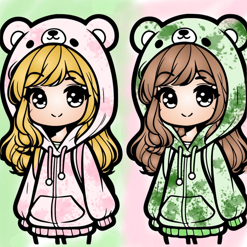 cute girl with a bear hoodie