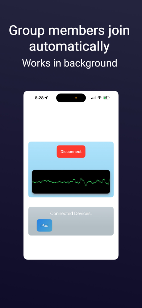 TourTalk: For Tour Guides - TourTalk app showing group members joining automatically and running in the background.