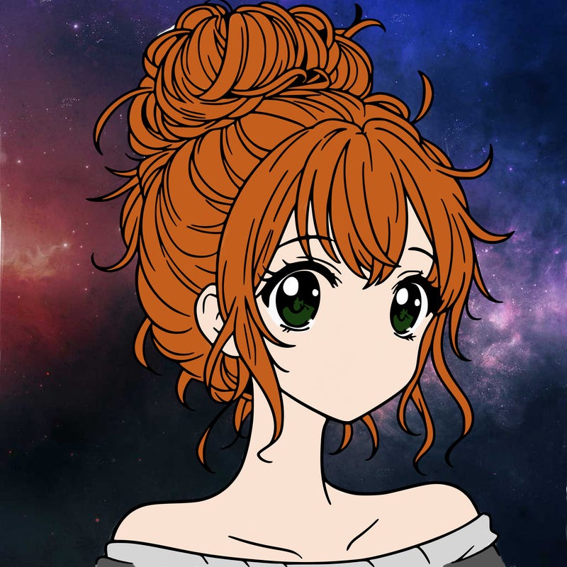 beautiful anime girl with a messy bun