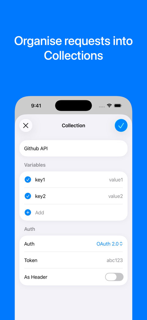Organizing API requests into collections in the HTTPBot app