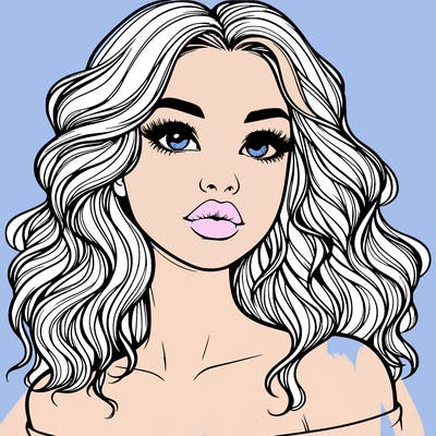 realistic girl with wavy hair and lips
