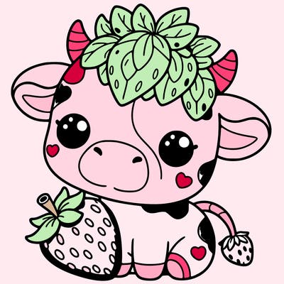 cute strawberry cow