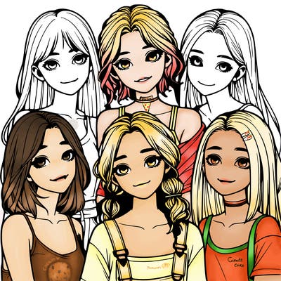 a group of girls realistic