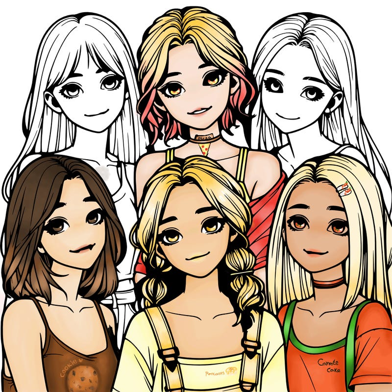 a group of girls realistic