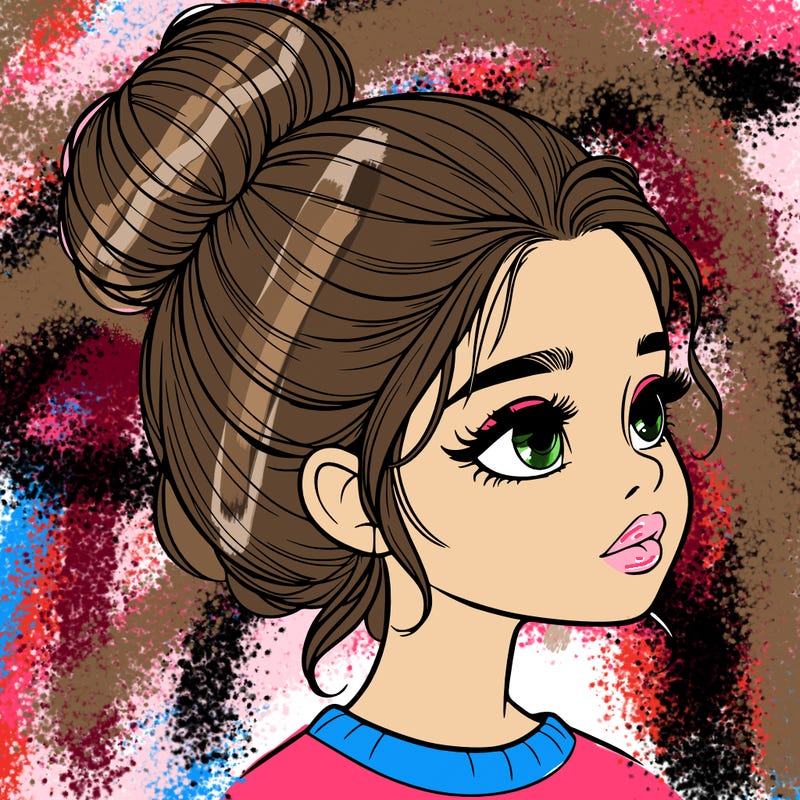 realistic girl with bun