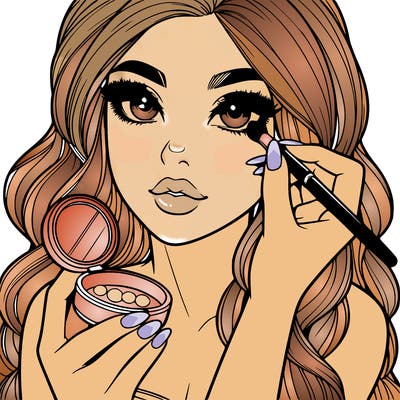 realistic girl doing makeup