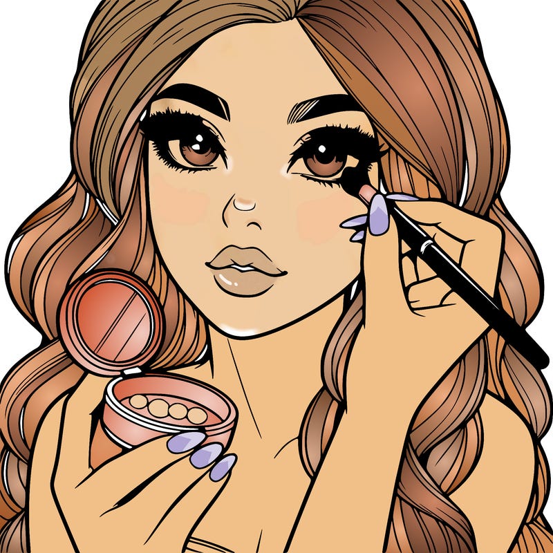 realistic girl doing makeup