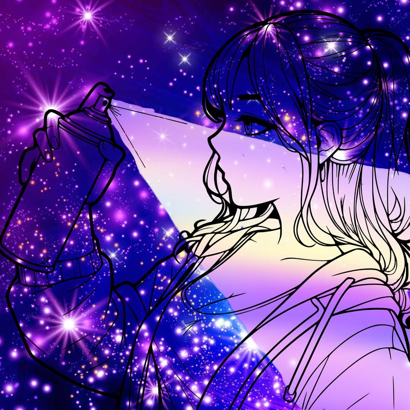 a realistic girl spray, painting