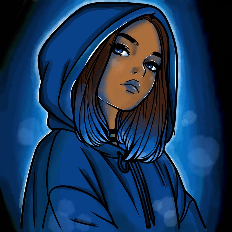 a realistic girl in a hoodie