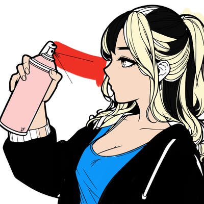 a realistic girl spray, painting