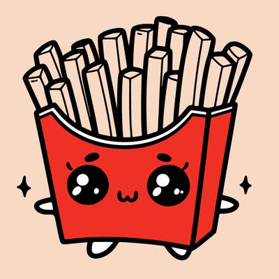 a cute. french fries