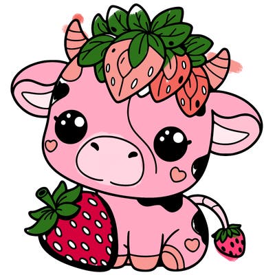 cute strawberry cow