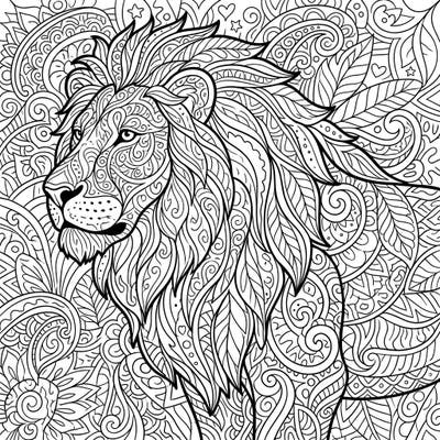 Discover the powerful beauty of an African lion reimagined through intricate Zentangle patterns. This stunning design offers a unique and meditative coloring experience for all skill levels.