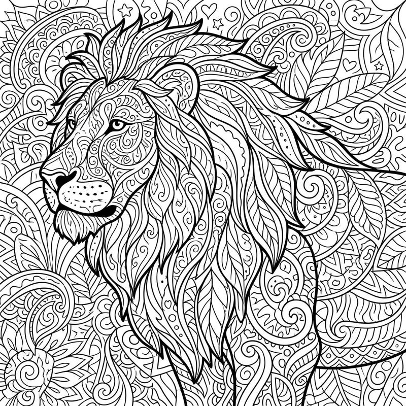 Discover the powerful beauty of an African lion reimagined through intricate Zentangle patterns. This stunning design offers a unique and meditative coloring experience for all skill levels.