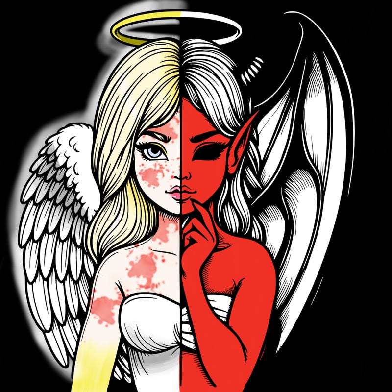 realistic angel half demon