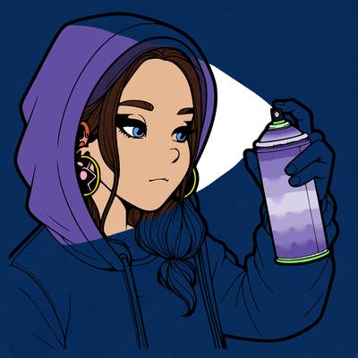 a realistic girl, spray painting