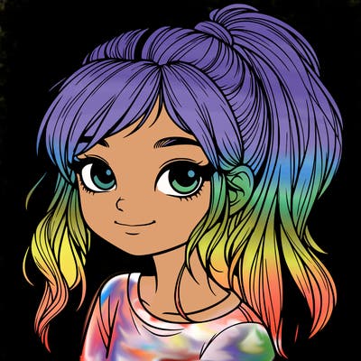 realistic girl with ponytail