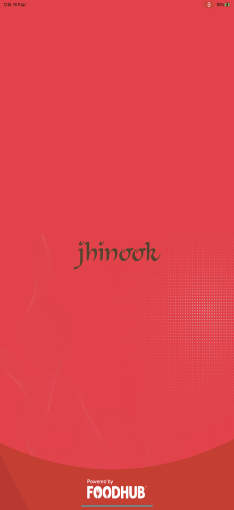 Jhinook - Jhinook food ordering app splash screen featuring the logo on a red background