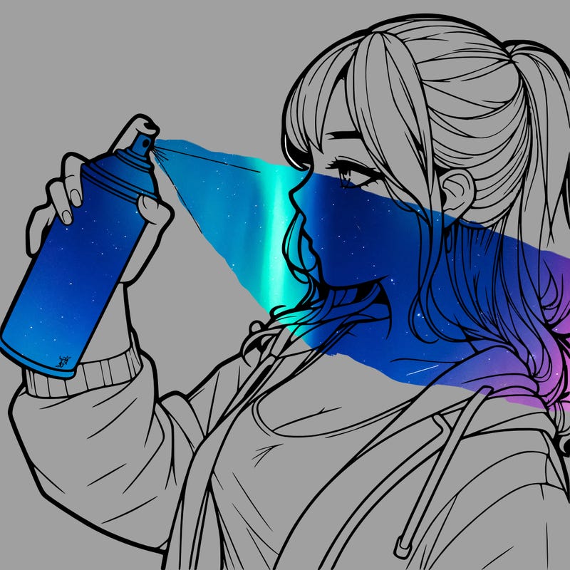 a realistic girl spray, painting