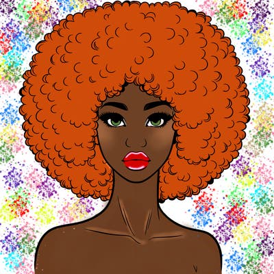 realistic lady with afro