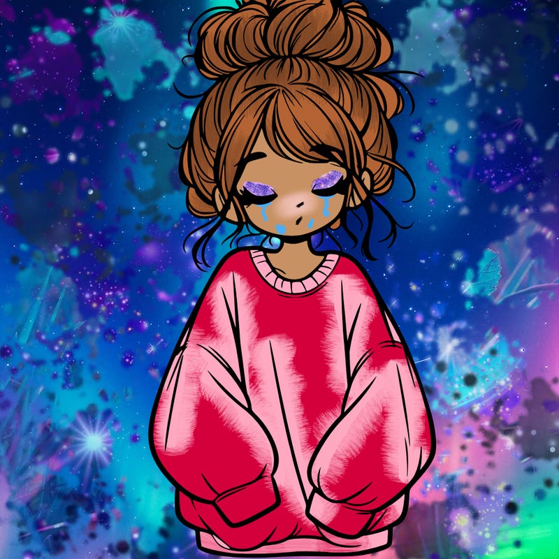 girl with baggy sweatshirt and messy bun