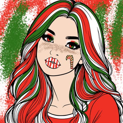 realistic girl with hair on her hair and lips