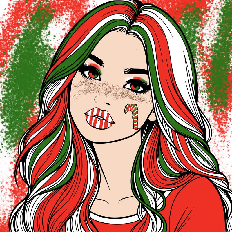 realistic girl with hair on her hair and lips