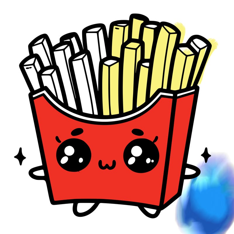 a cute. french fries