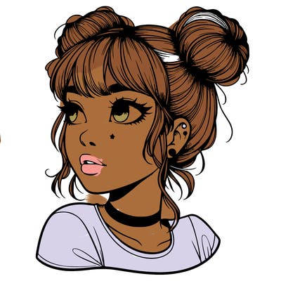 realistic girl with spacebuns