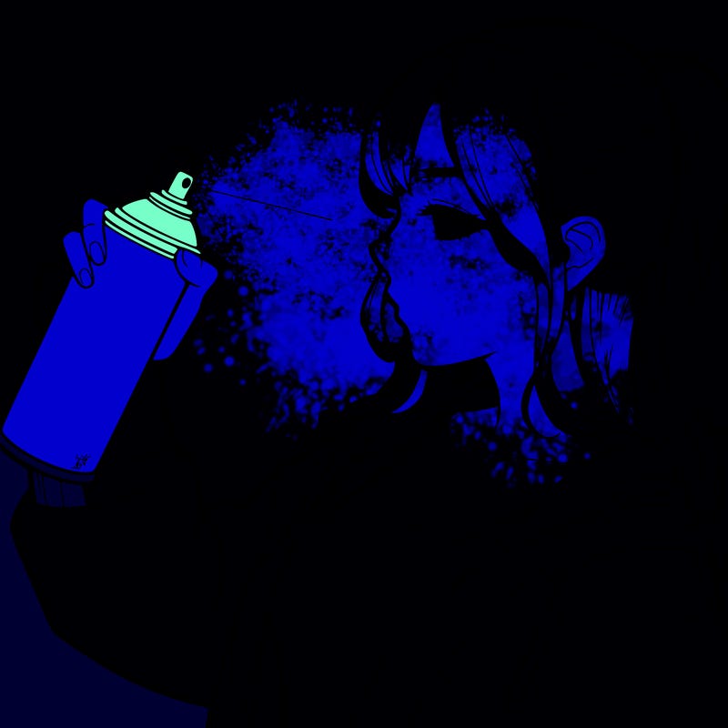 a realistic girl spray, painting