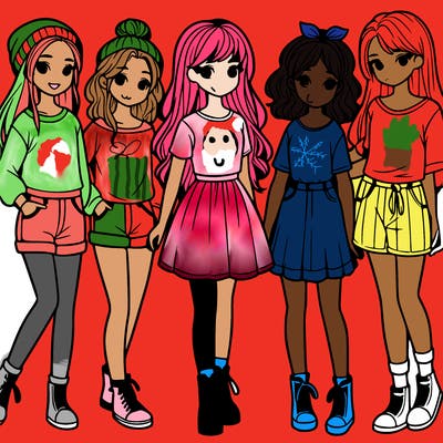 a group of five girls