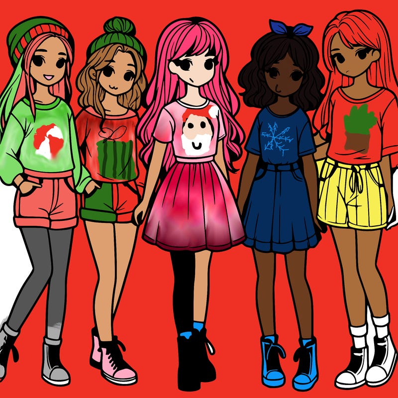 a group of five girls