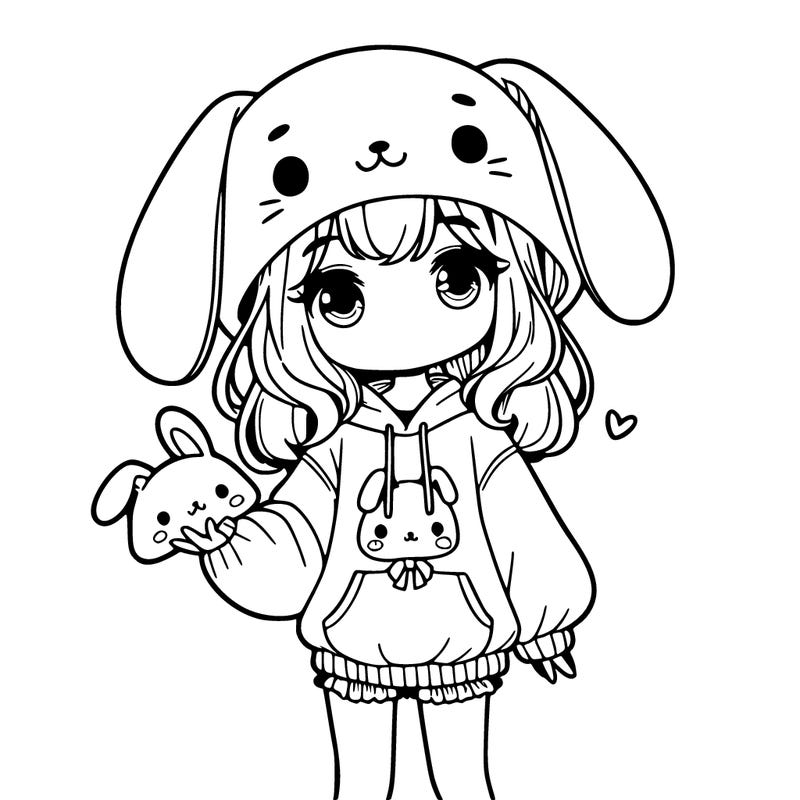 cute girl with a bunny hat and a oversized bunny sweatshirt
