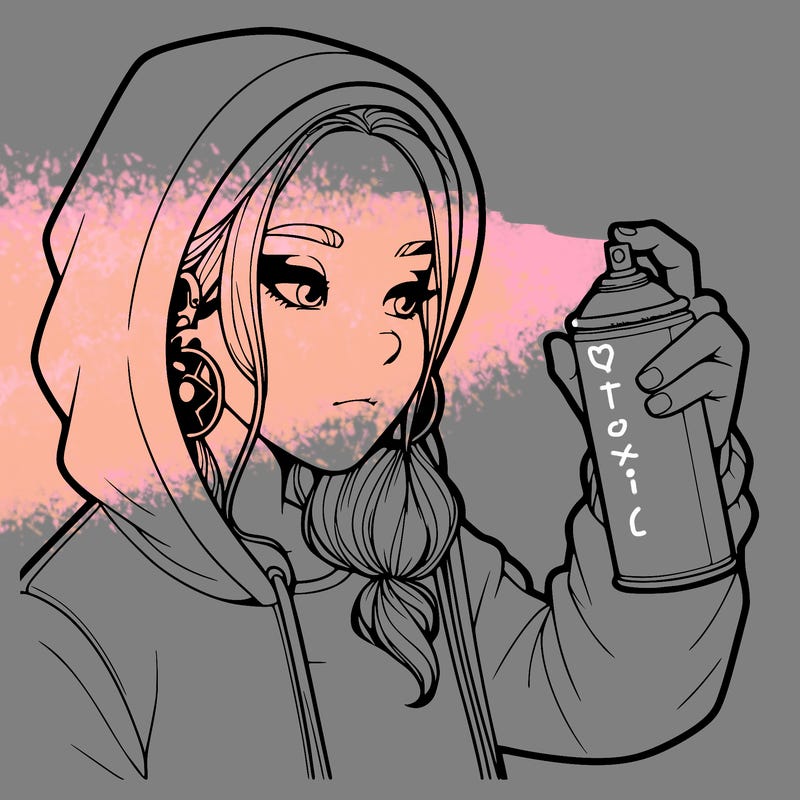 a realistic girl, spray painting