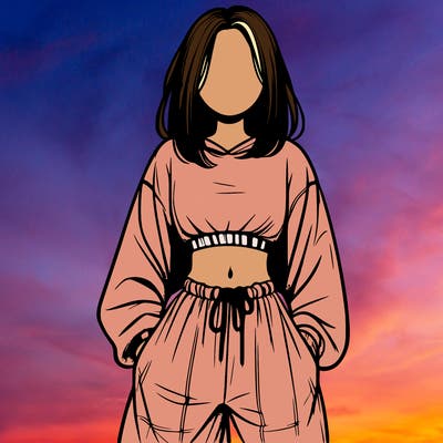 realistic girl faceless with baggy pants and a crop top