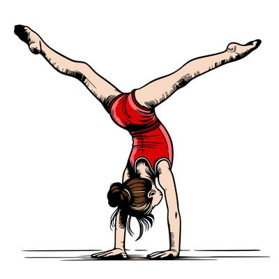 realistic gymnastic hand stand girl in four splits
