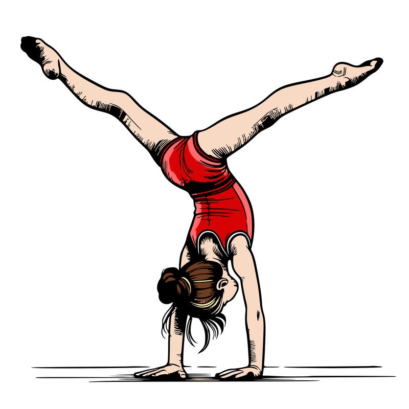 realistic gymnastic hand stand girl in four splits