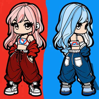 girl in crop top and baggy pants