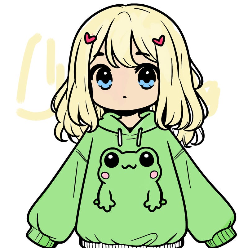 girl wearing frogging sweatshirt