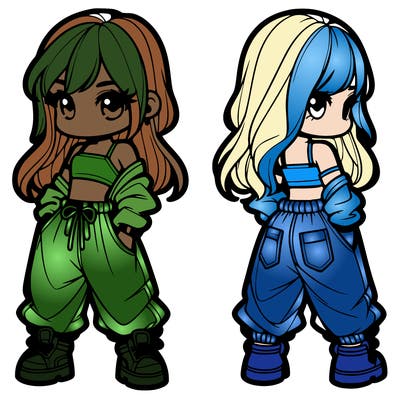 girl in crop top and baggy pants