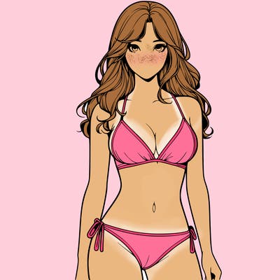 realistic girl with a revealing swimsuit