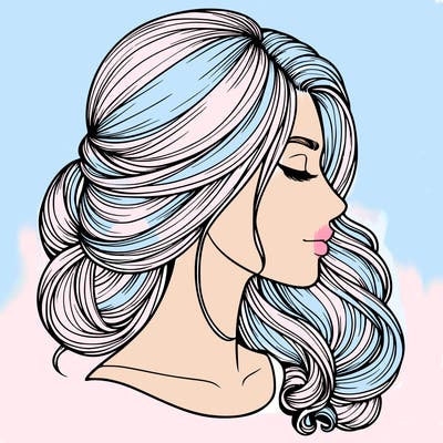 realistic woman's head & hair
