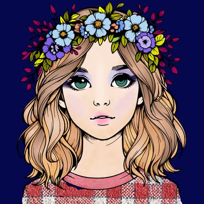 realistic girl with flower crown