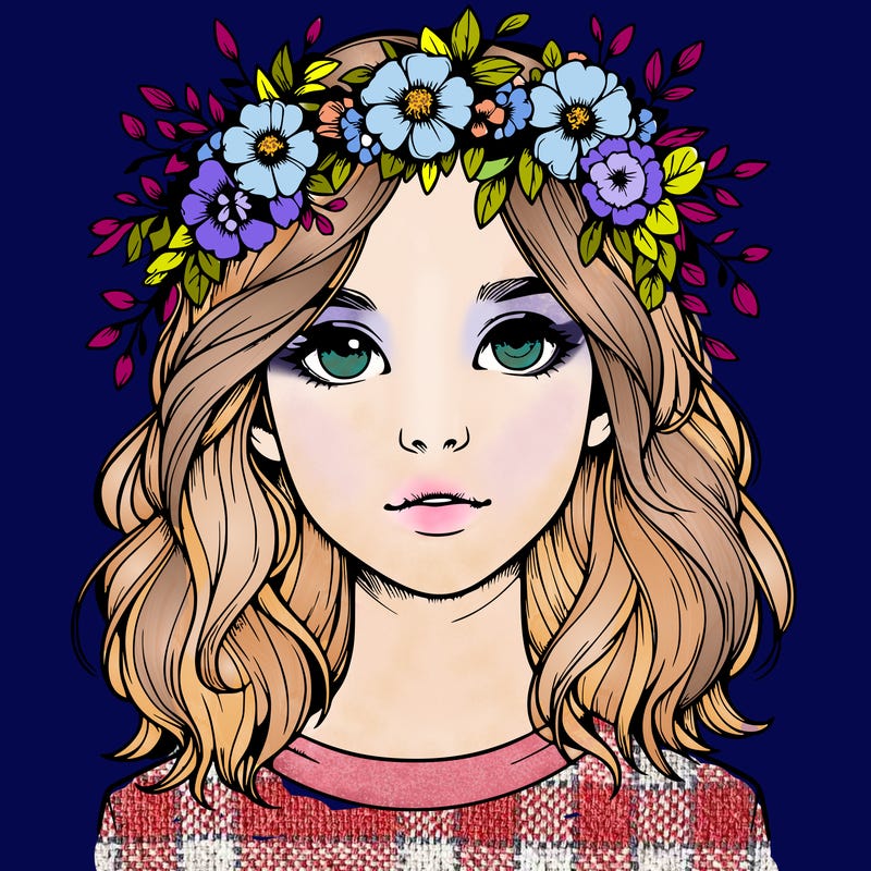 realistic girl with flower crown