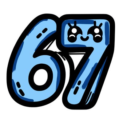 the numbers 67