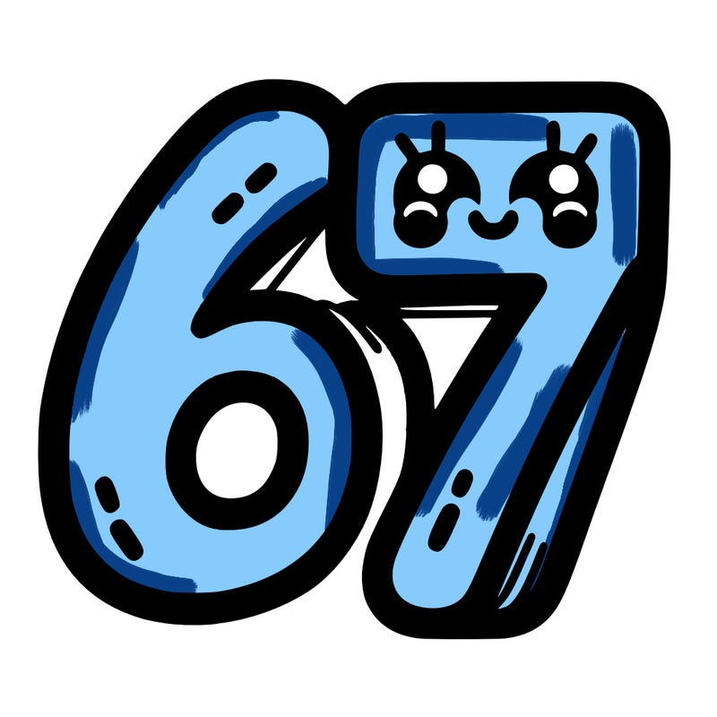 the numbers 67