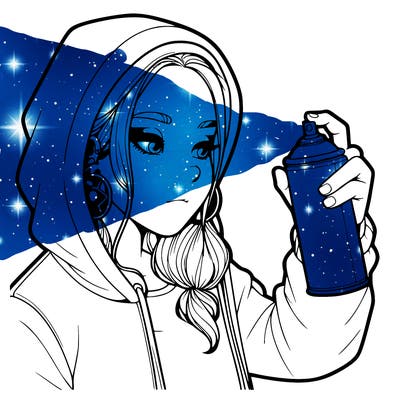 a realistic girl, spray painting