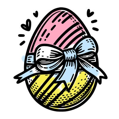 large chocolate egg with ribbon