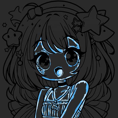 cute anime girl with star accessories