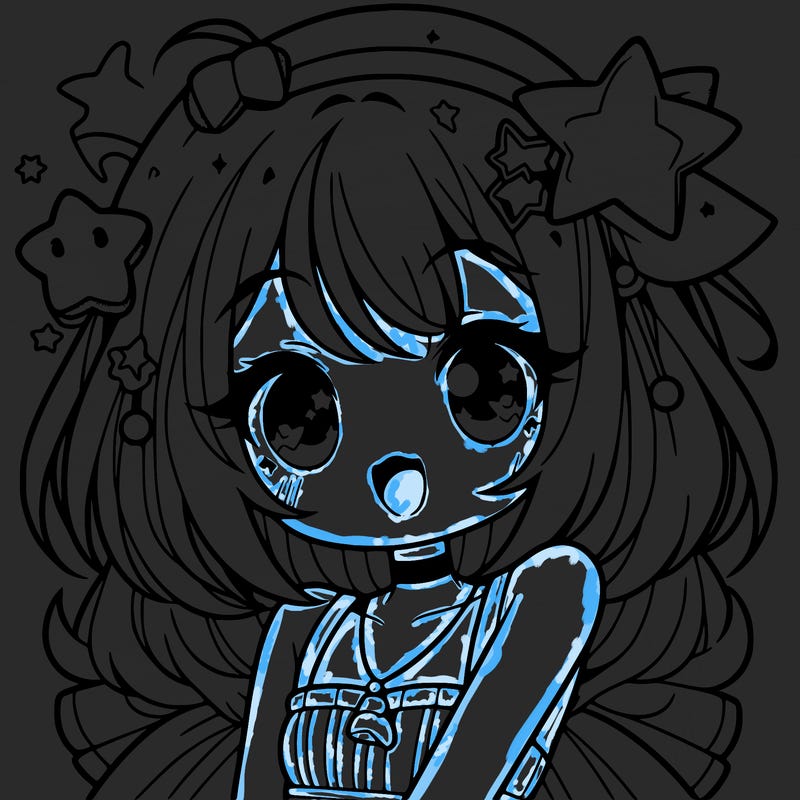 cute anime girl with star accessories